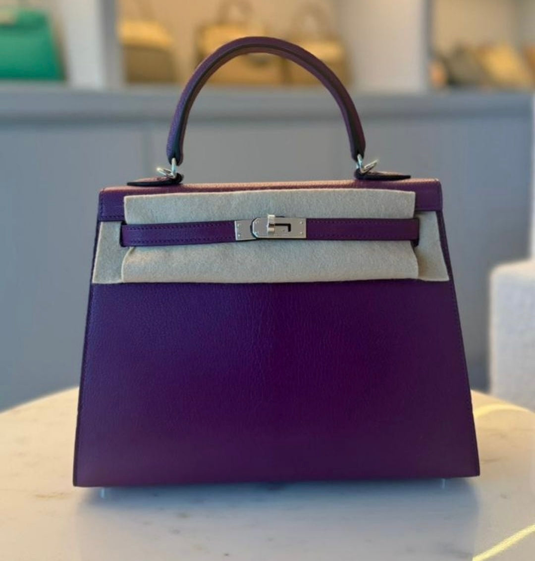 Hermès Kelly 25 Anemone Chèvre Chamkila