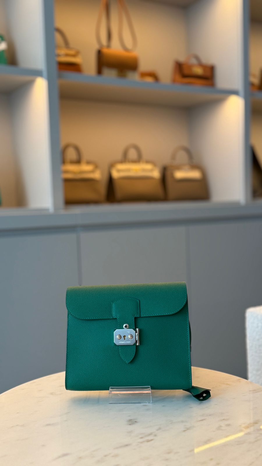 Hermès Sac A Depeches 21cm Vert Jade Epsom