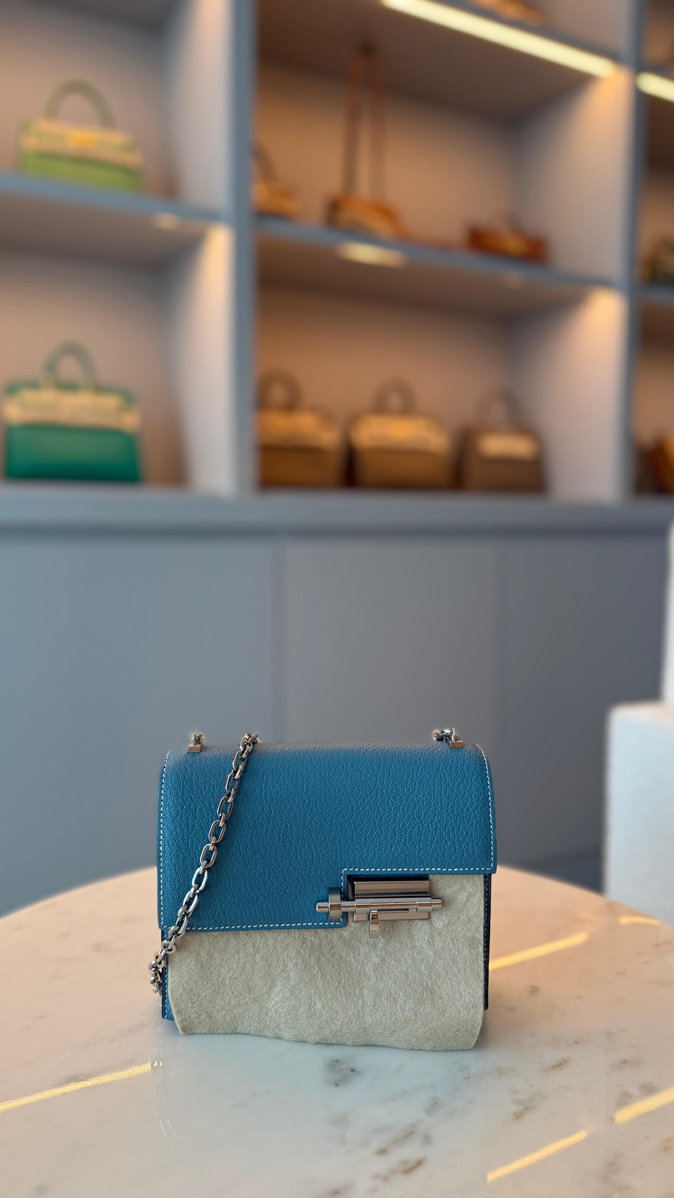 Hermès Verou 18cm (Mini) Blue Jean Clemence