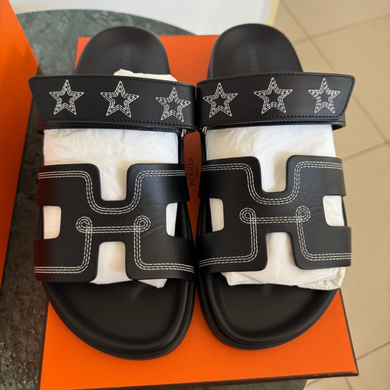 Hermès Chypre Black with White Stars Swift Leather