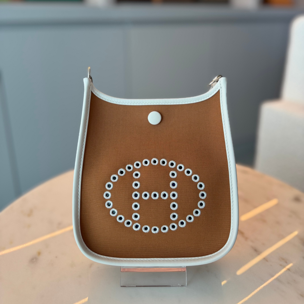 Hermès Evelyn 19 (Mini) Gold and Craie Toile Canvas and Swift