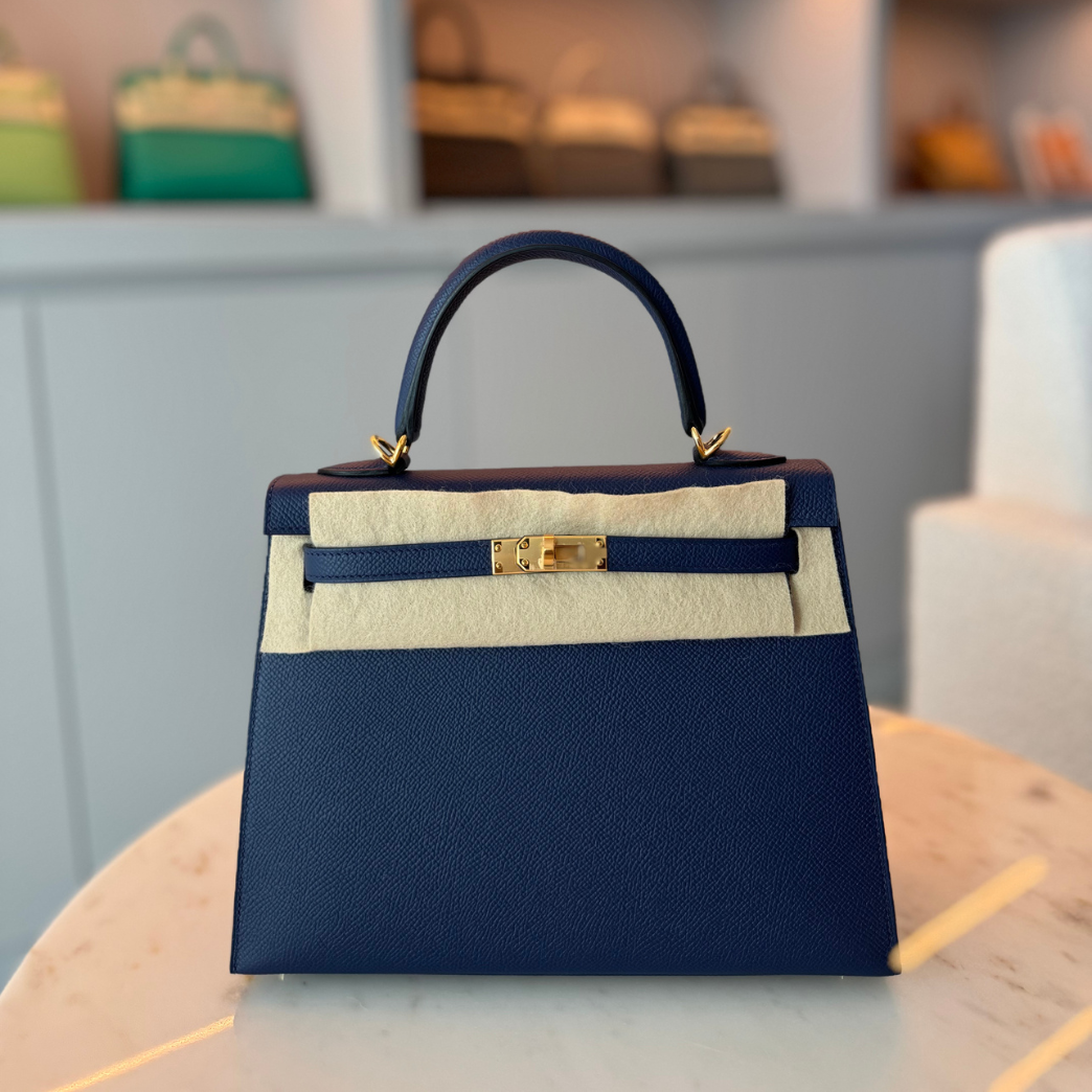 Hermès Kelly 25 Blue Sapphire Epsom