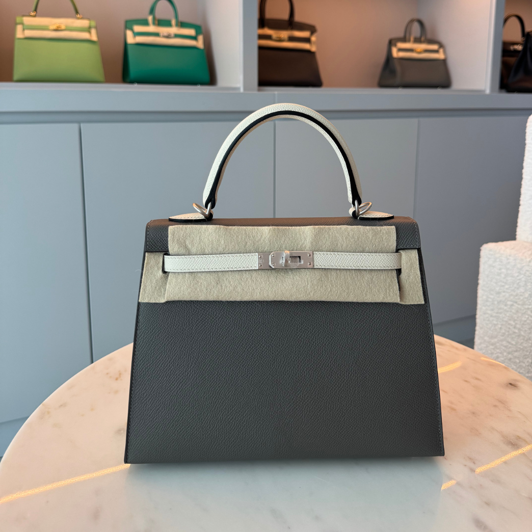 Hermès Kelly 25 Gris Meyer with Craie Epsom