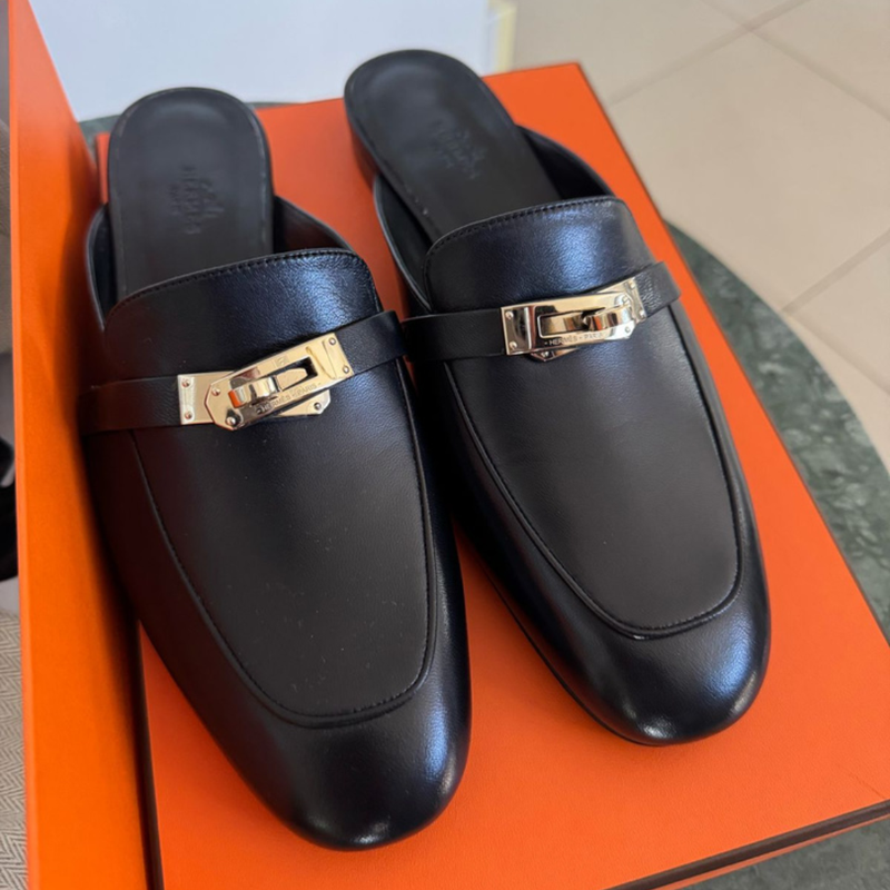 Hermès Oz Mule Black Swift Leather
