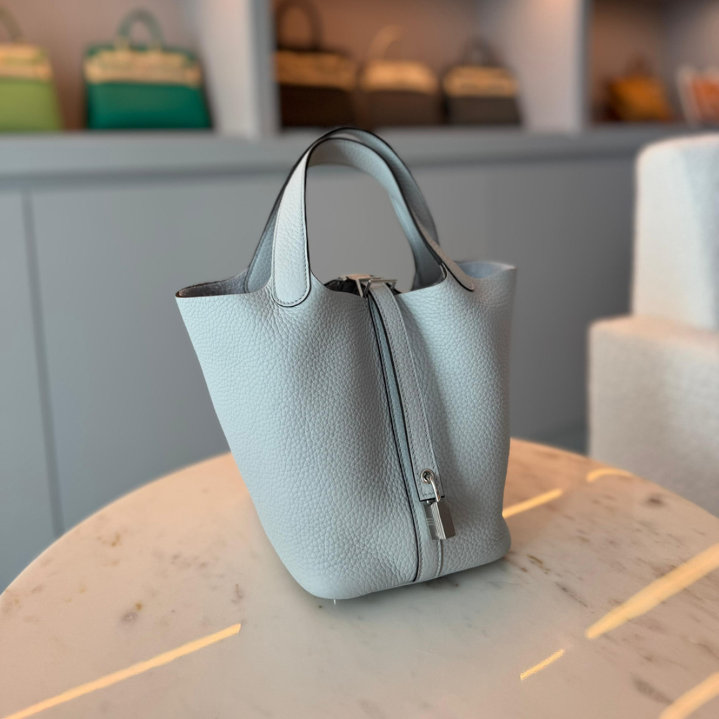 Hermès Picotin 18 Blue Pale Clemence