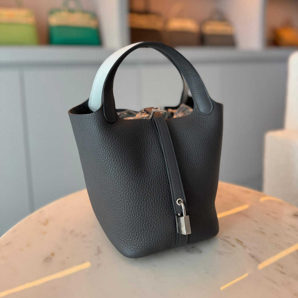 Hermès Picotin 18 Gris Platine with Eclat Handles Clemence