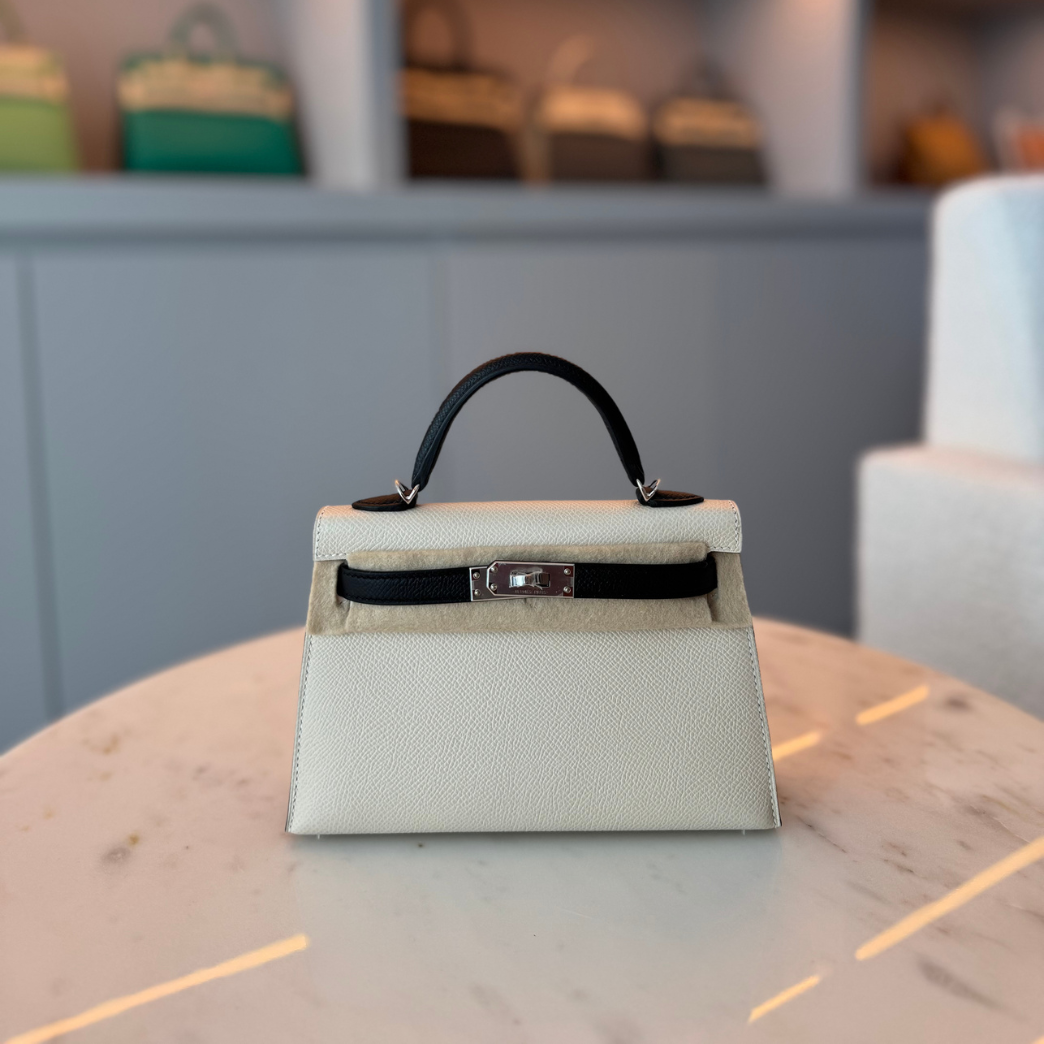 Hermès Kelly HSS (Special Order) 20 Mini Black x Craie Epsom